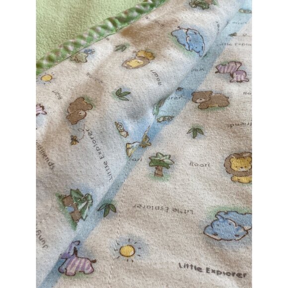 Koala Baby Blanket Green Safari Animal Friends Lovey Security Reversible - Picture 6 of 8